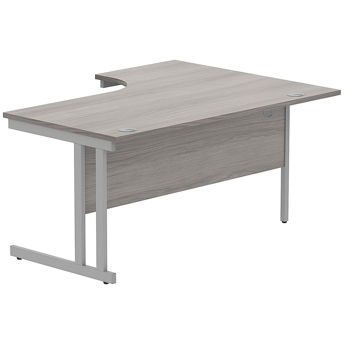 Polaris 1600mm Corner Desk, Left Hand, Silver Cantilever Leg, Grey Oak