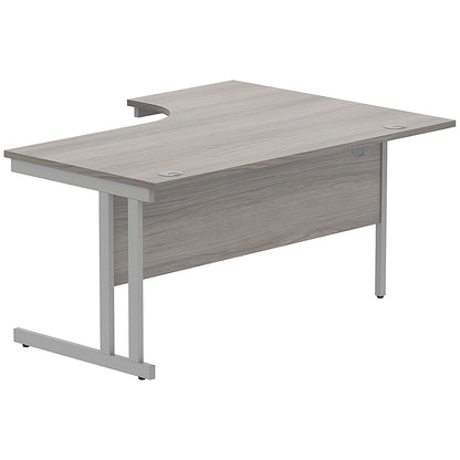 Polaris 1600mm Corner Desk, Left Hand, Silver Cantilever Leg, Grey Oak