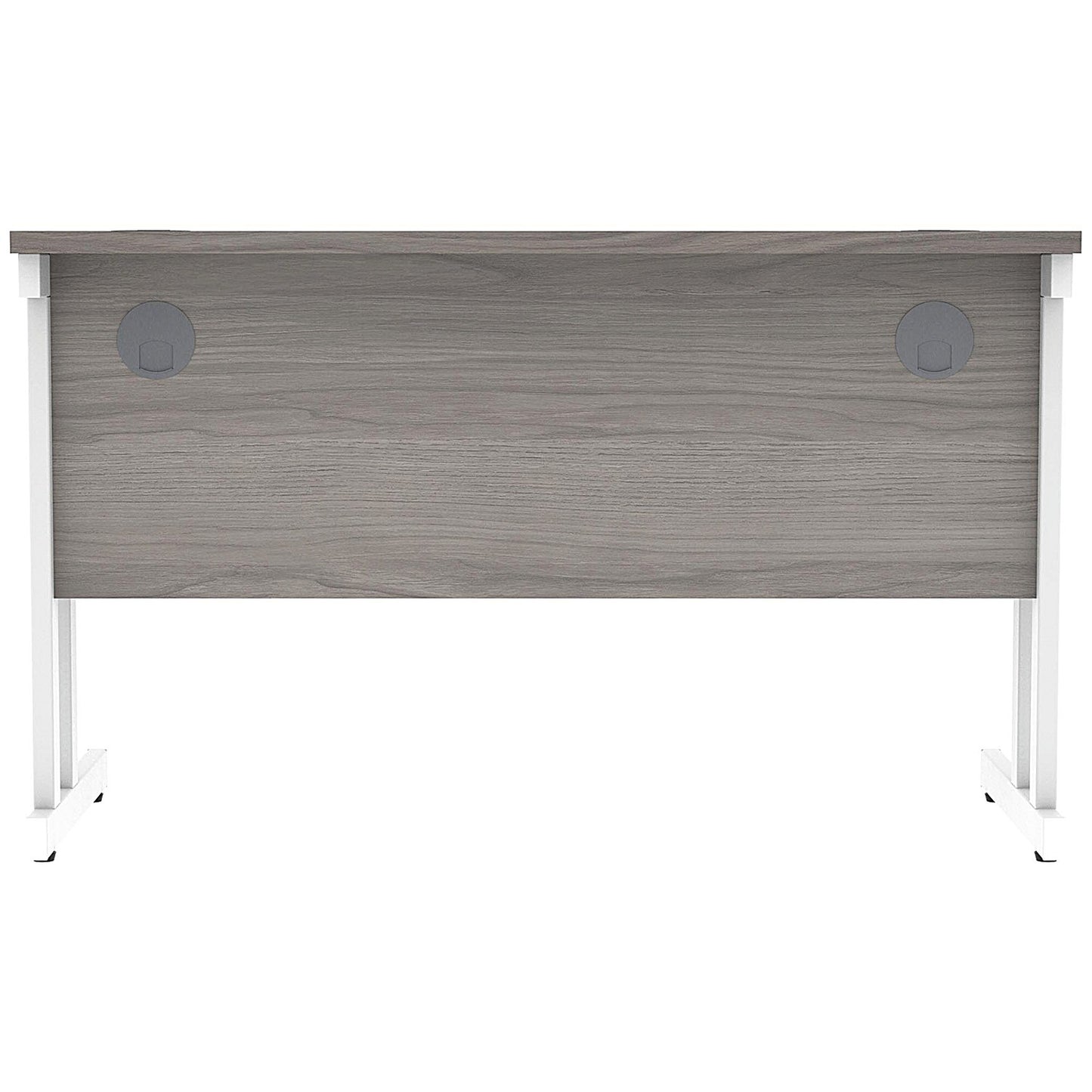 Polaris 1200mm Slim Rectangular Desk, White Cantilever Leg, Grey Oak