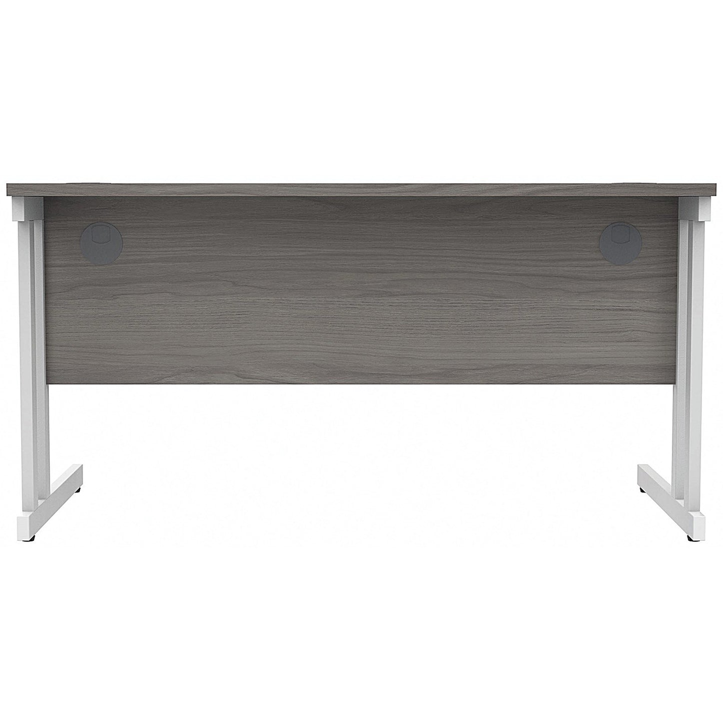 Polaris 1400mm Rectangular Desk, White Cantilever Leg, Grey Oak