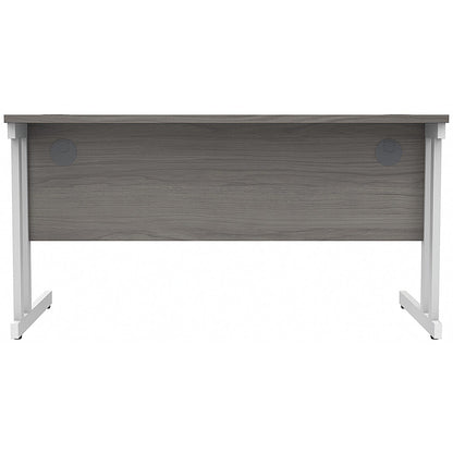 Polaris 1400mm Rectangular Desk, White Cantilever Leg, Grey Oak