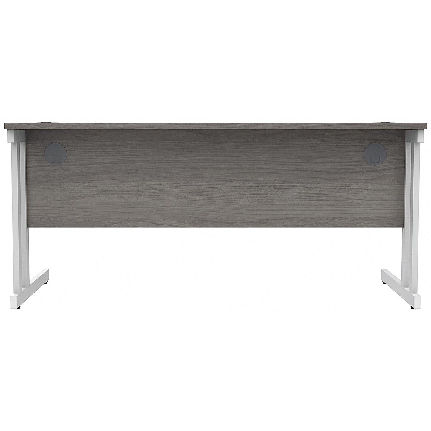 Polaris 1600mm Rectangular Desk, White Cantilever Leg, Grey Oak