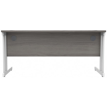 Polaris 1600mm Rectangular Desk, White Cantilever Leg, Grey Oak