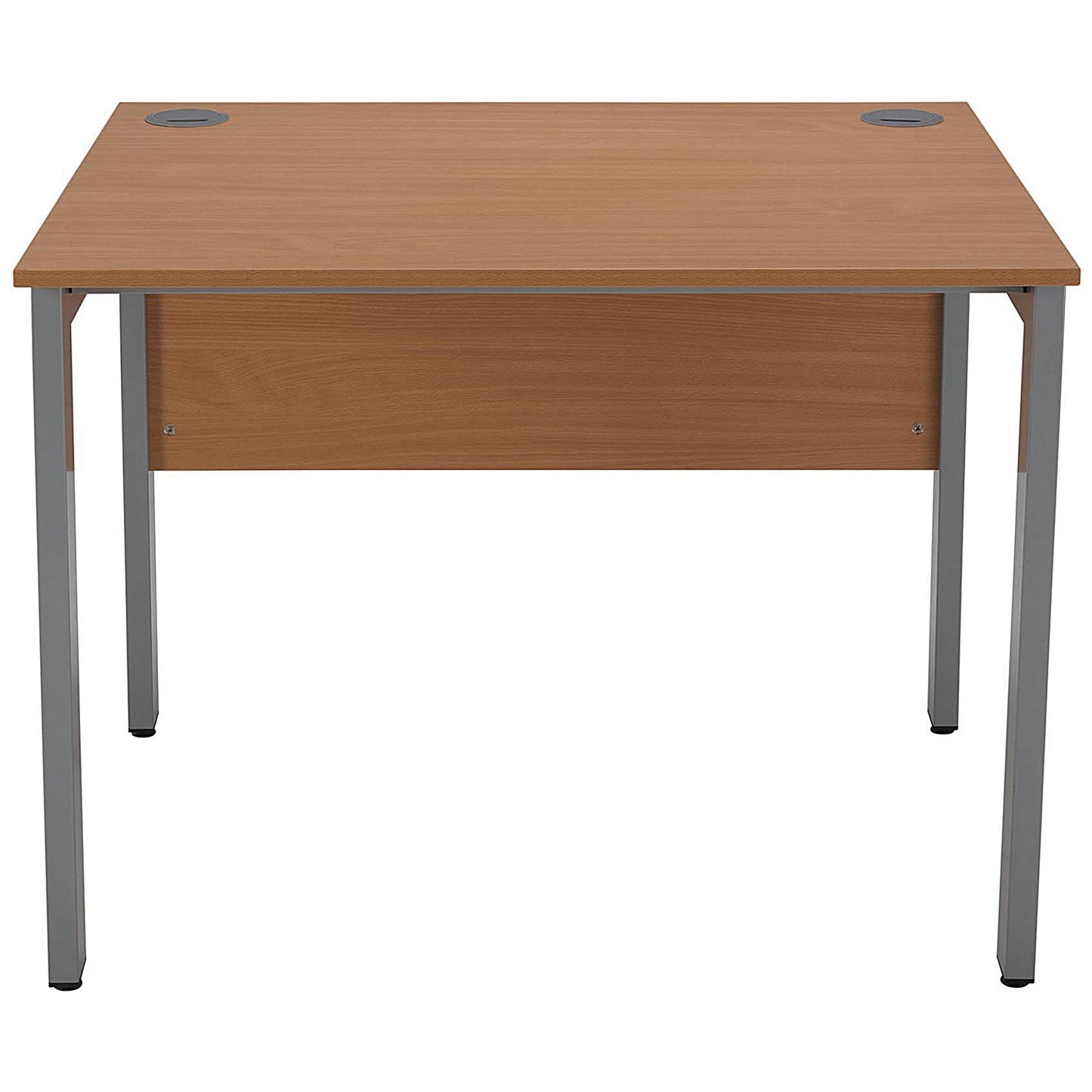 Serrion 1000mm Rectangular Desk, Silver Goal Post Leg, Beech