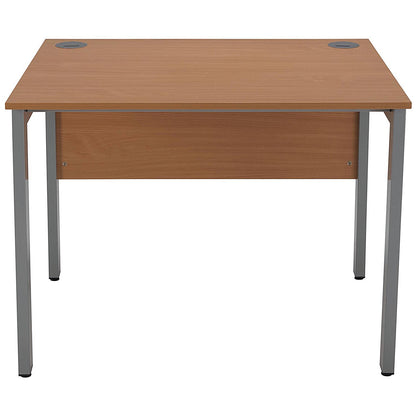 Serrion 1000mm Rectangular Desk, Silver Goal Post Leg, Beech