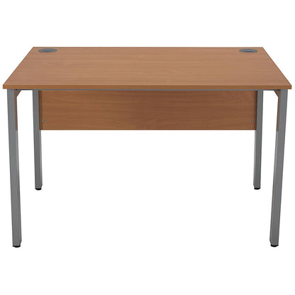 Serrion 1200mm Rectangular Desk, Silver Goal Post Leg, Beech
