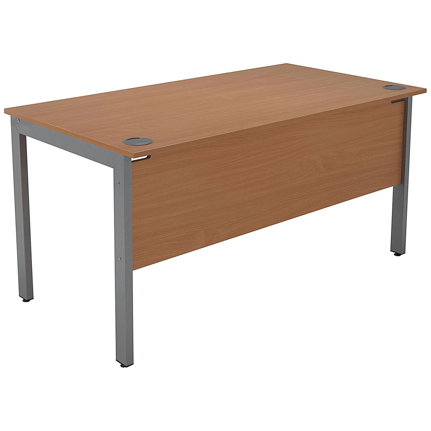 Serrion 1500mm Rectangular Desk, Silver Goal Post Leg, Beech