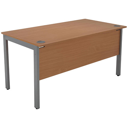 Serrion 1500mm Rectangular Desk, Silver Goal Post Leg, Beech