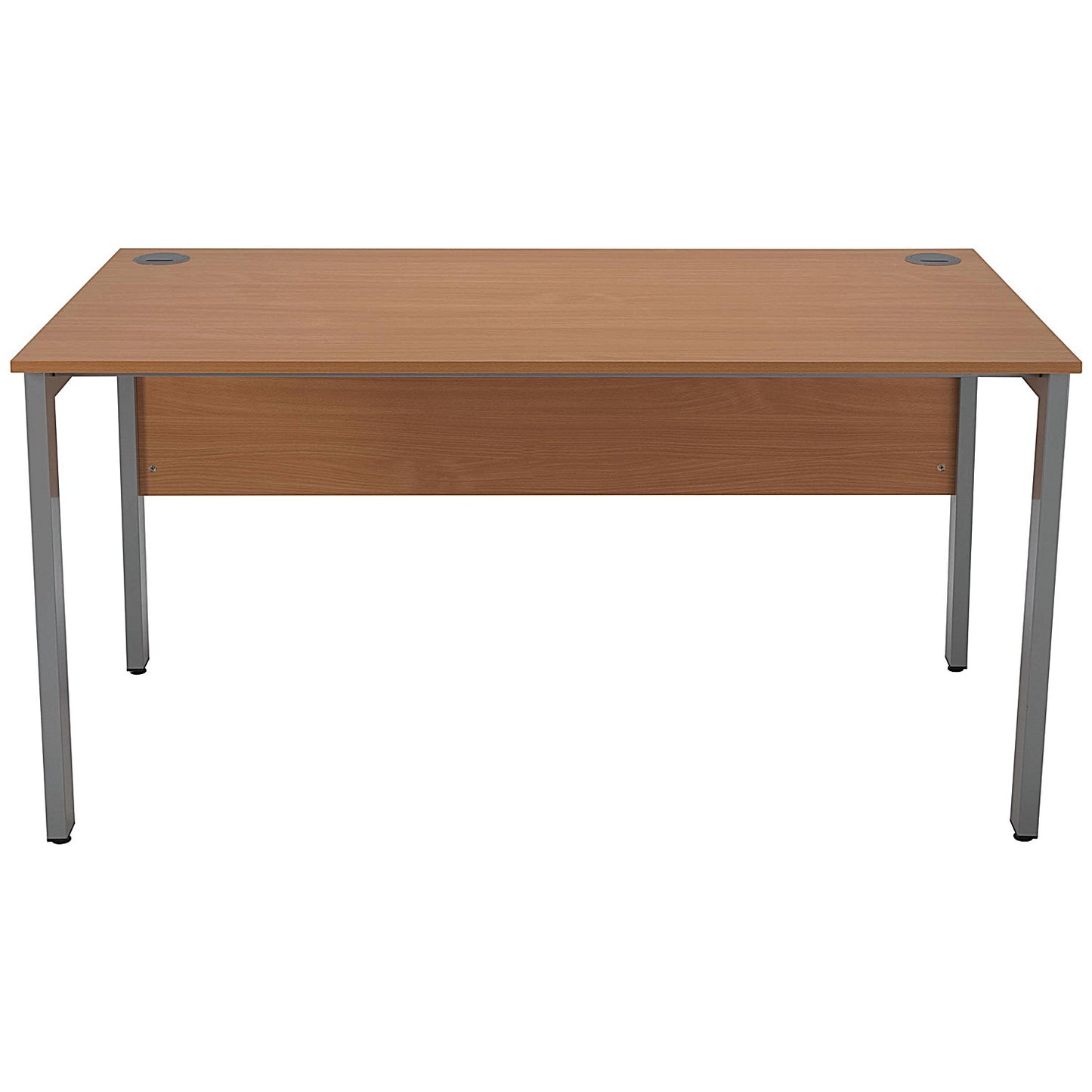 Serrion 1500mm Rectangular Desk, Silver Goal Post Leg, Beech