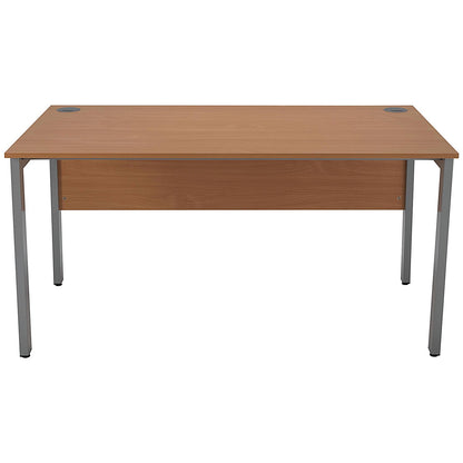 Serrion 1500mm Rectangular Desk, Silver Goal Post Leg, Beech