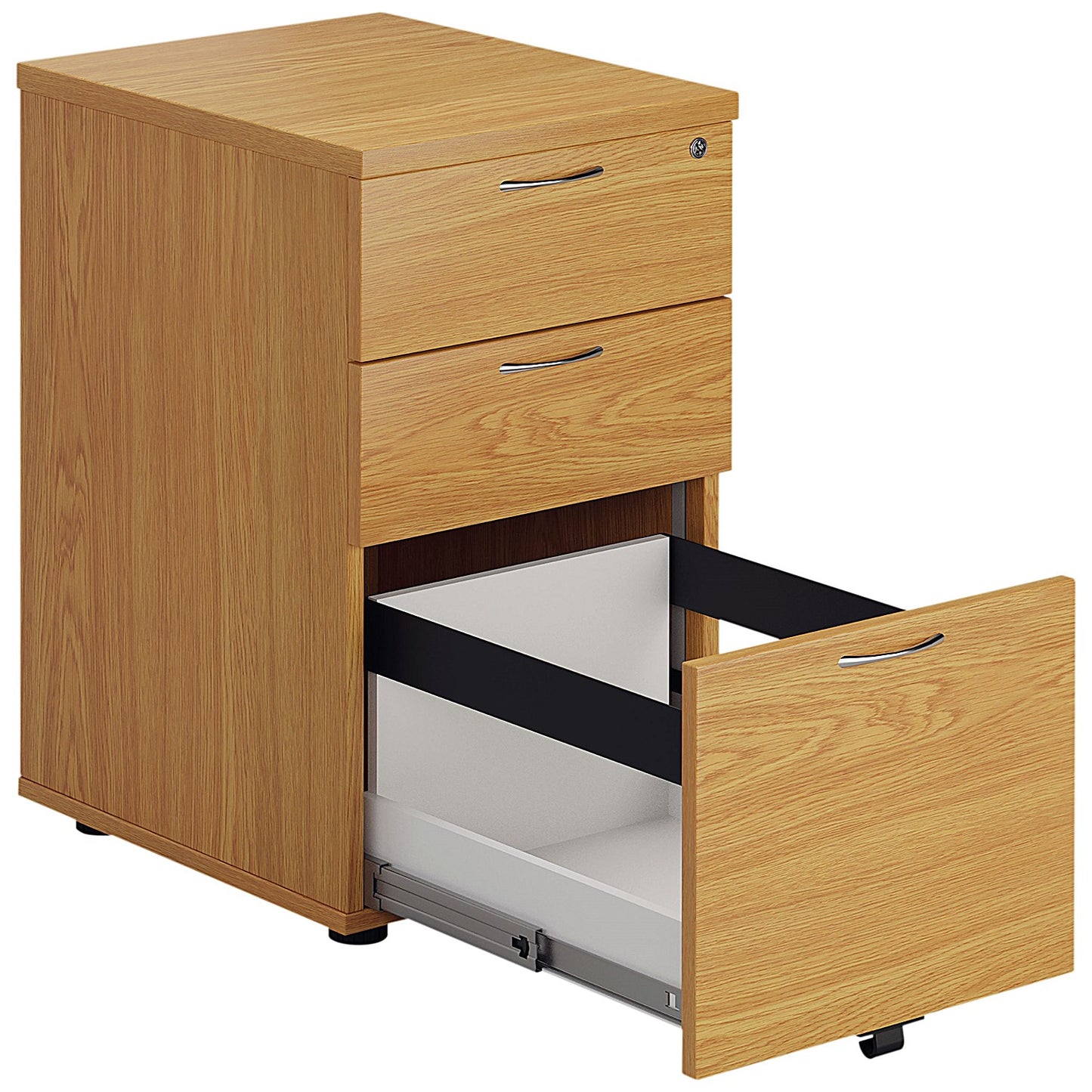 First 3 Drawer Mobile Pedestal, Oak