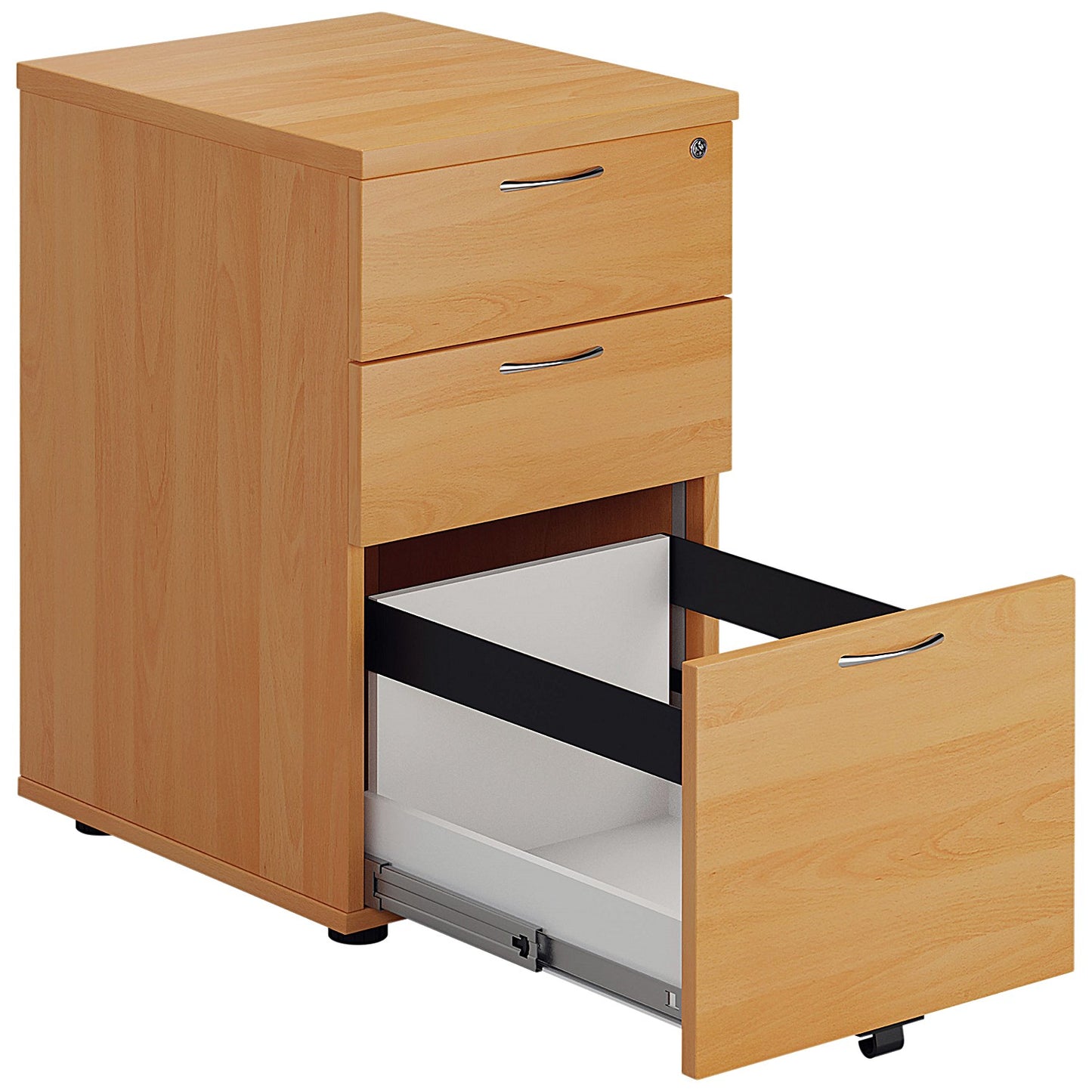 First 3 Drawer Mobile Pedestal, Beech