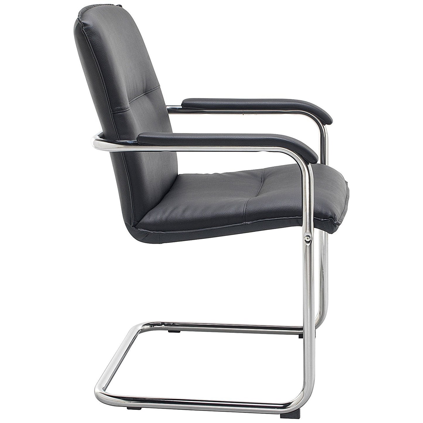 First Stratus Tuscany Leather Look Visitor Chair, Black