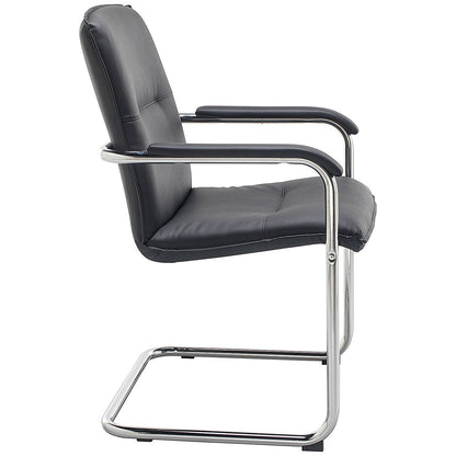 First Stratus Tuscany Leather Look Visitor Chair, Black