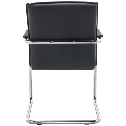First Stratus Tuscany Leather Look Visitor Chair, Black