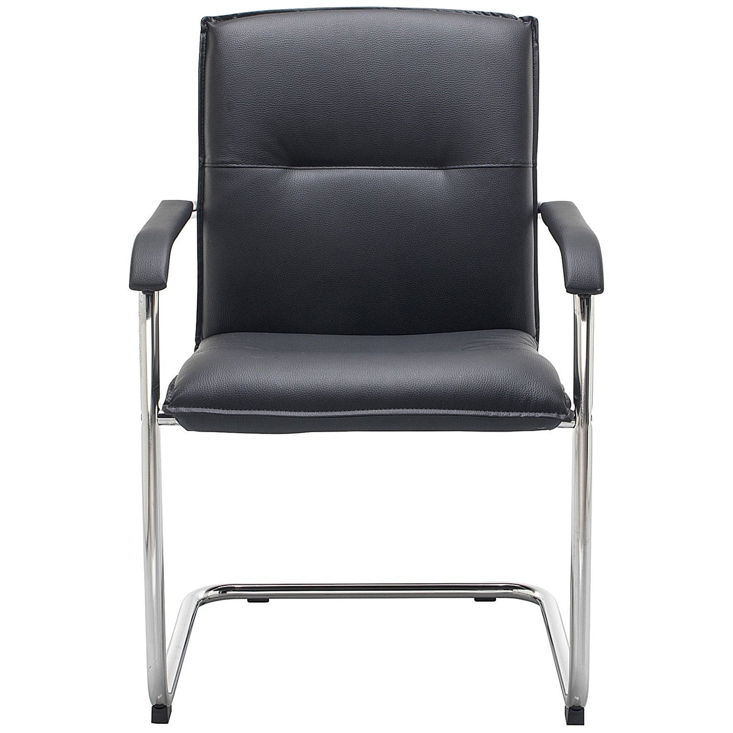 First Stratus Tuscany Leather Look Visitor Chair, Black