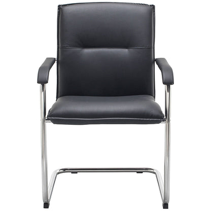 First Stratus Tuscany Leather Look Visitor Chair, Black