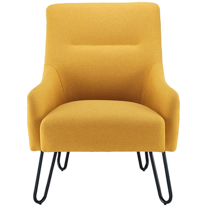 Jemini Reception Armchair, Hairpin Leg, Mustard
