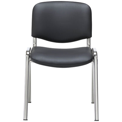 Jemini Ultra Multipurpose Chrome Frame Stacking Chair, Black Vinyl