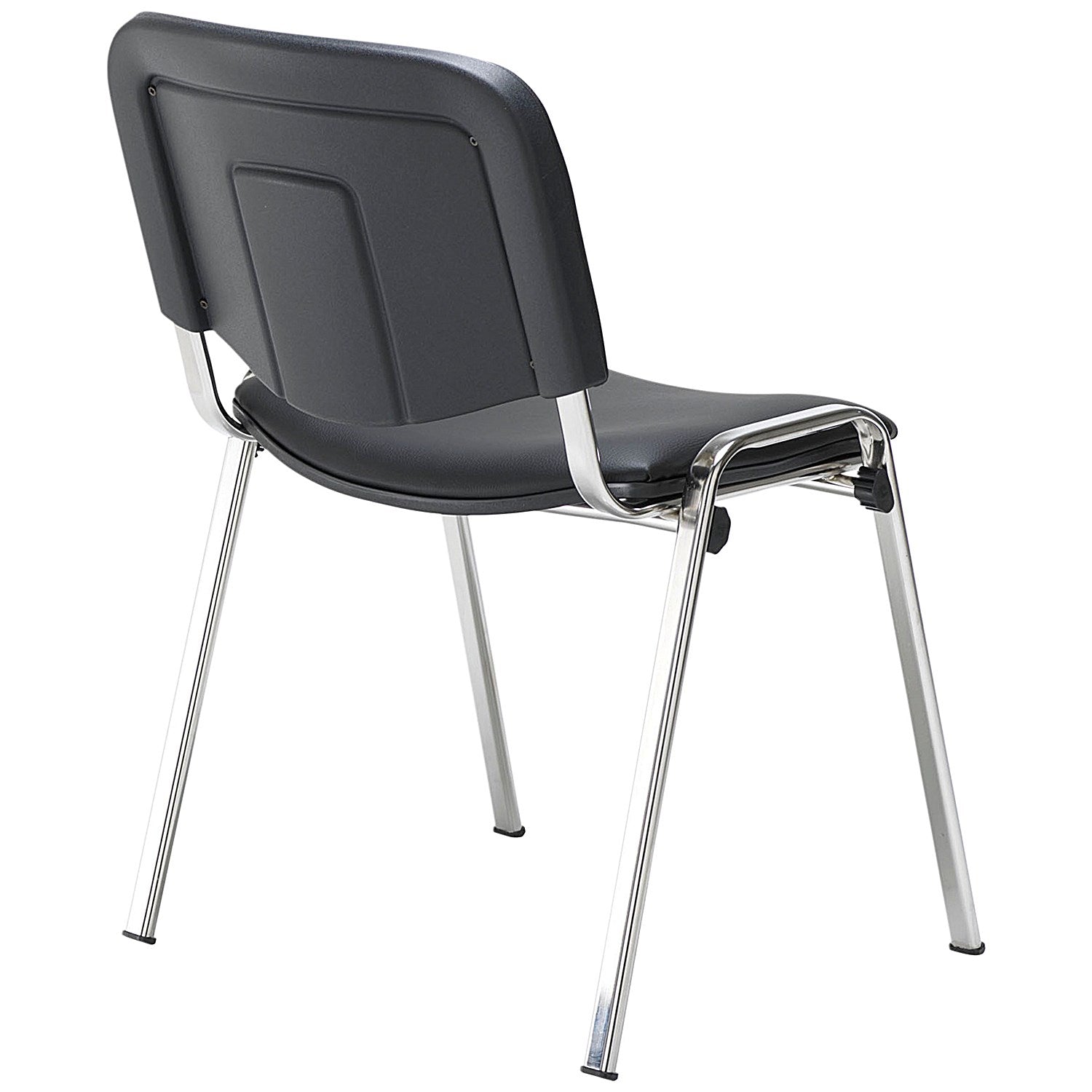 Jemini Ultra Multipurpose Chrome Frame Stacking Chair, Black Vinyl Easy2Order : KF90563