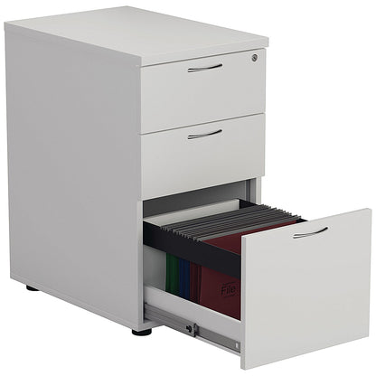 First 3 Drawer Desk High Pedestal, 600mm Deep, White