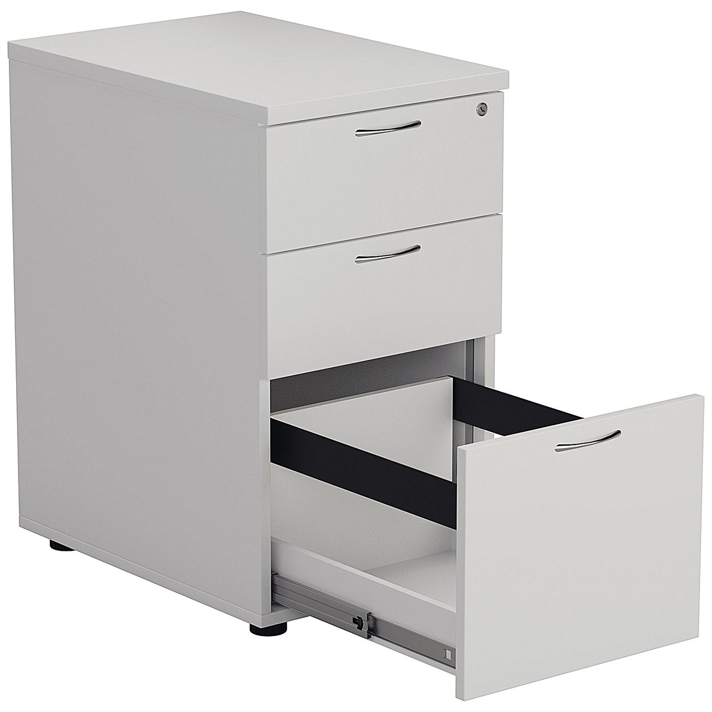First 3 Drawer Desk High Pedestal, 600mm Deep, White