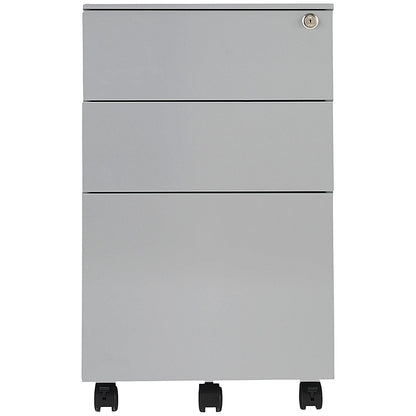 First 3 Drawer Steel Under Desk Pedestal, Silver