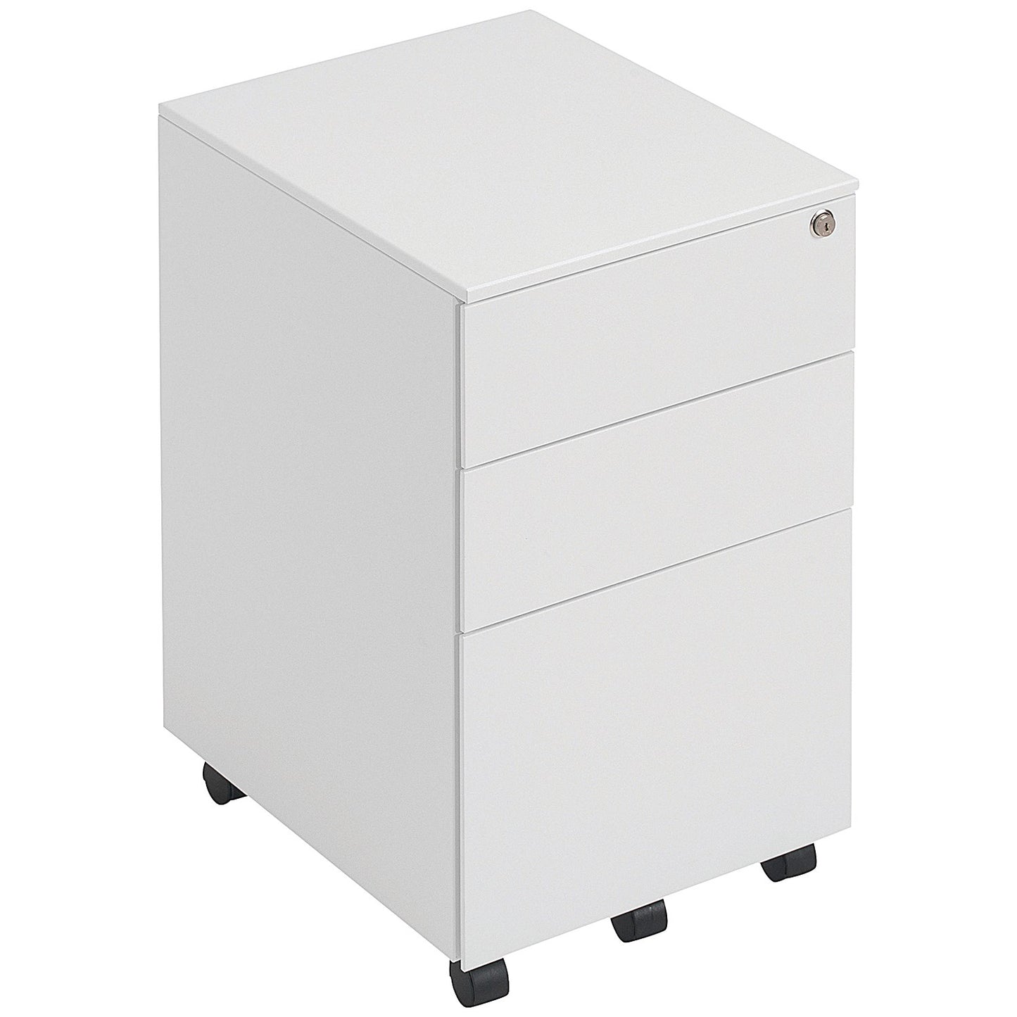 First 3 Drawer Steel Under Desk Pedestal, White
