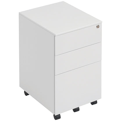 First 3 Drawer Steel Under Desk Pedestal, White