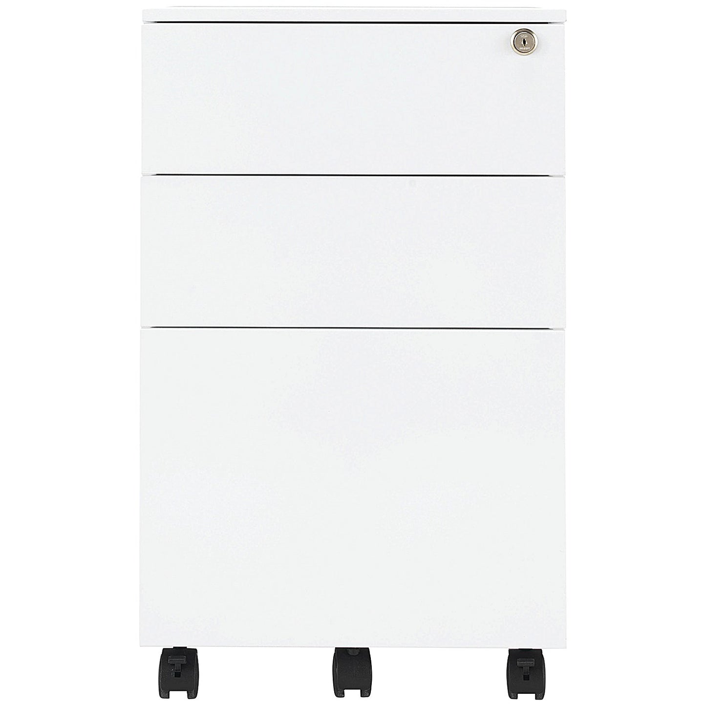 First 3 Drawer Steel Under Desk Pedestal, White