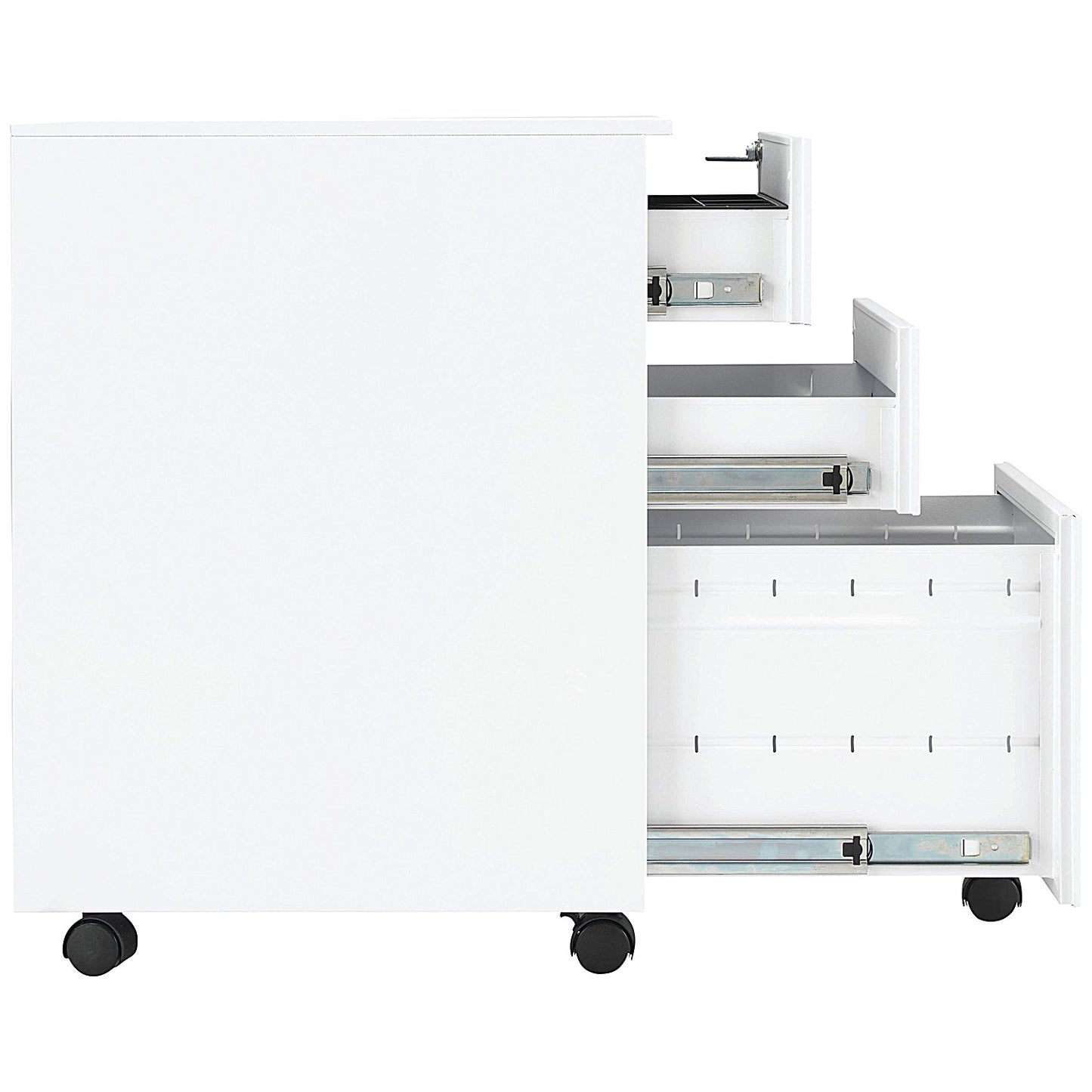 First 3 Drawer Steel Under Desk Pedestal, White