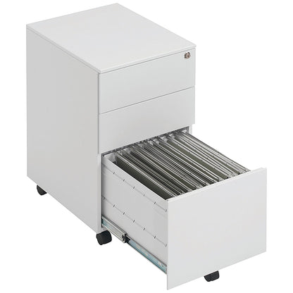 First 3 Drawer Steel Under Desk Pedestal, White