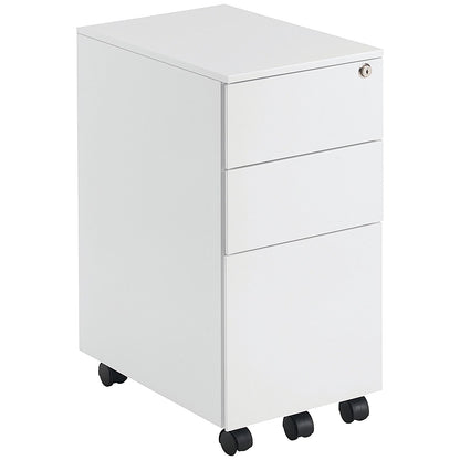 First 3 Drawer Slimline Steel Under Desk Pedestal, White