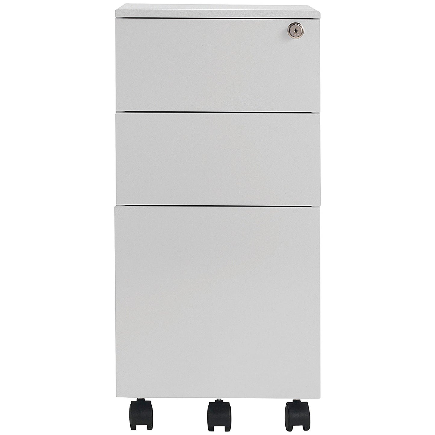 First 3 Drawer Slimline Steel Under Desk Pedestal, White