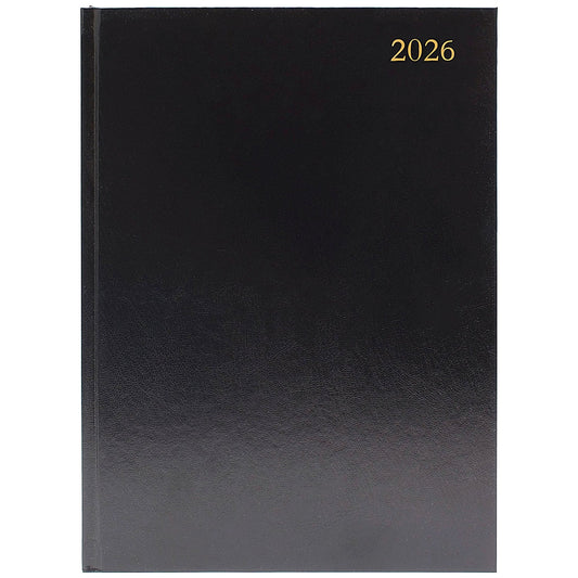 5 Star A4 Appointment Desk Diary, Day Per Page, Black, 2026