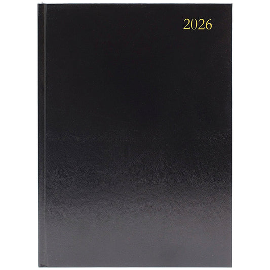5 Star A4 Desk Diary, 2 Days Per Page, Black, 2026