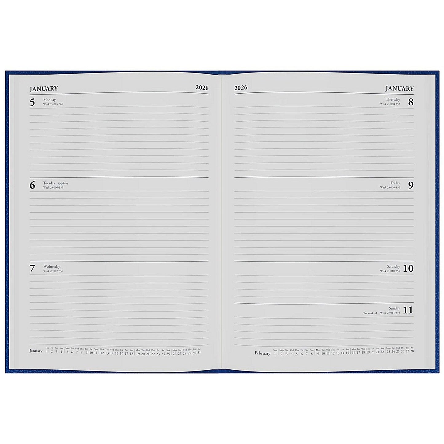5 Star A4 Desk Diary, Week To View, Blue, 2026 Easy2Order : KFA43BU26