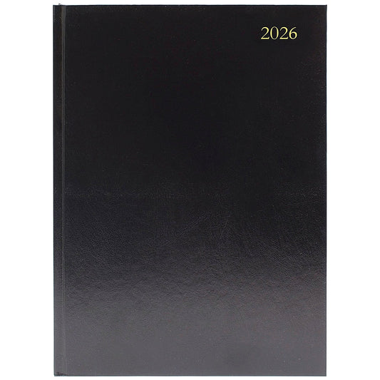 5 Star A5 Desk Diary, Day Per Page, Black, 2026
