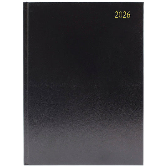 5 Star A5 Desk Diary, Week To View, Black, 2026