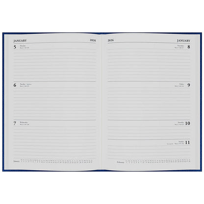 5 Star A5 Desk Diary, Week To View, Blue, 2026 Easy2Order : KFA53BU26
