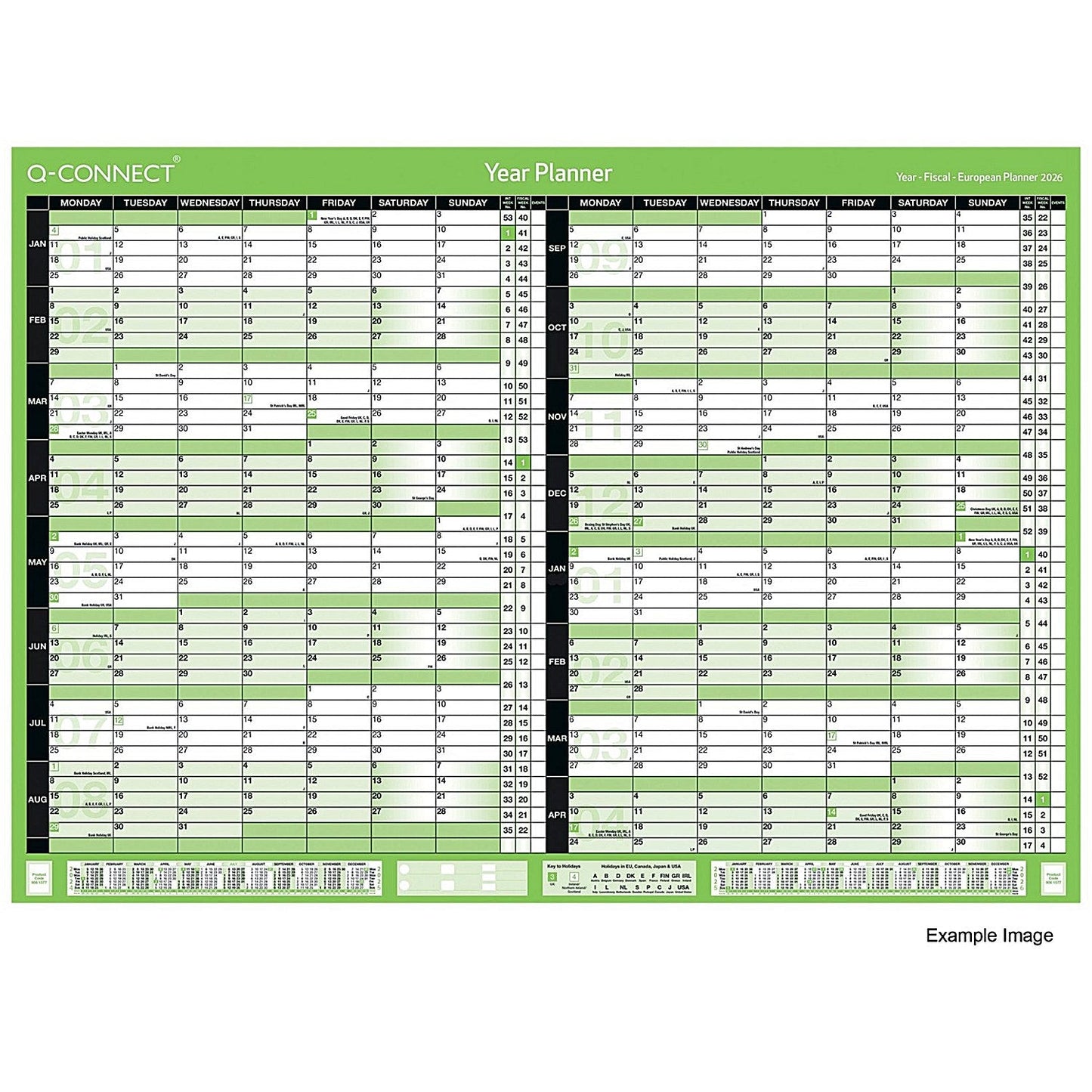 Q-Connect 16 Month Planner, Unmounted, A2, January 2026-April 2027 Easy2Order : KFBPU226