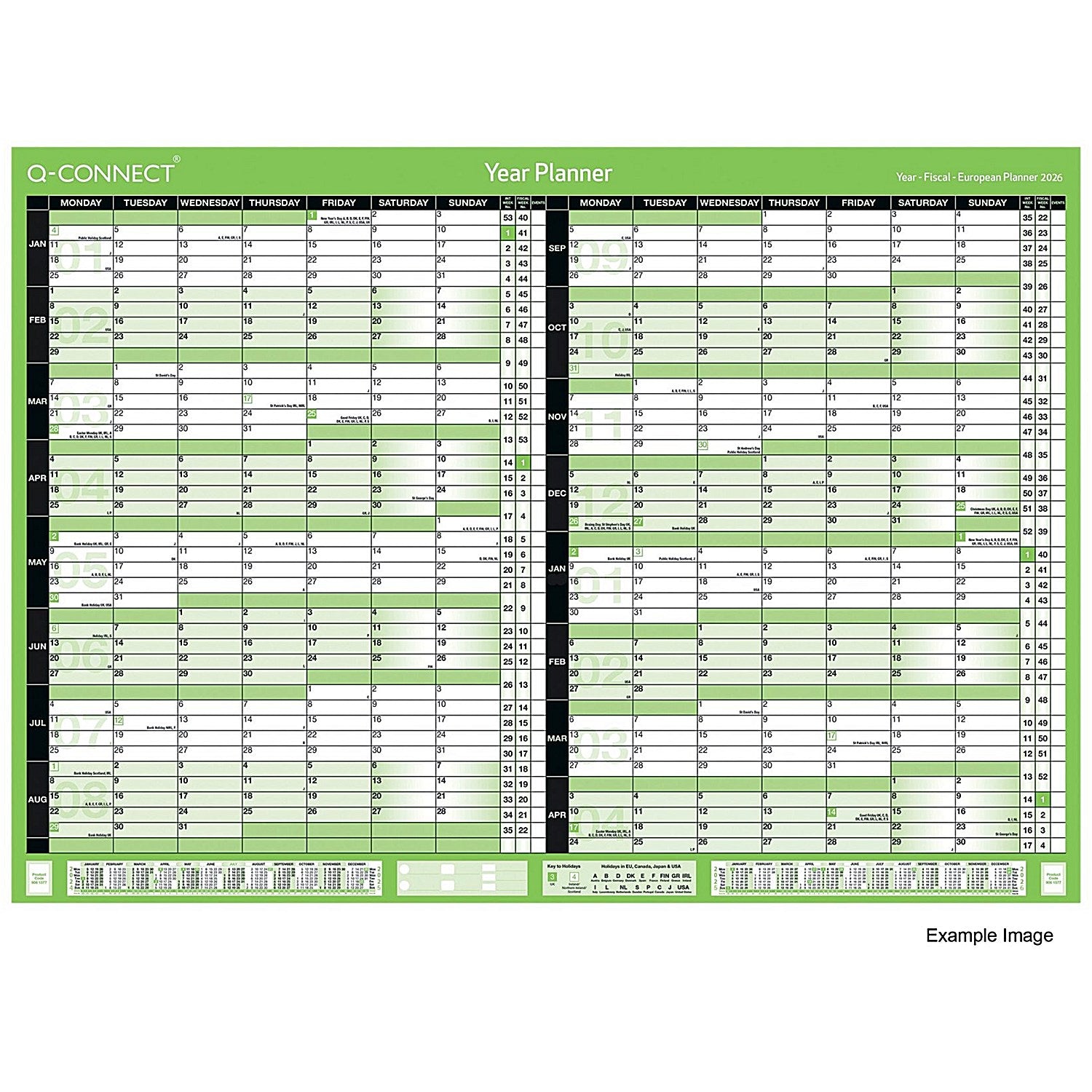 Q-Connect 16 Month Planner, Unmounted, A2, January 2026-April 2027 Easy2Order : KFBPU226
