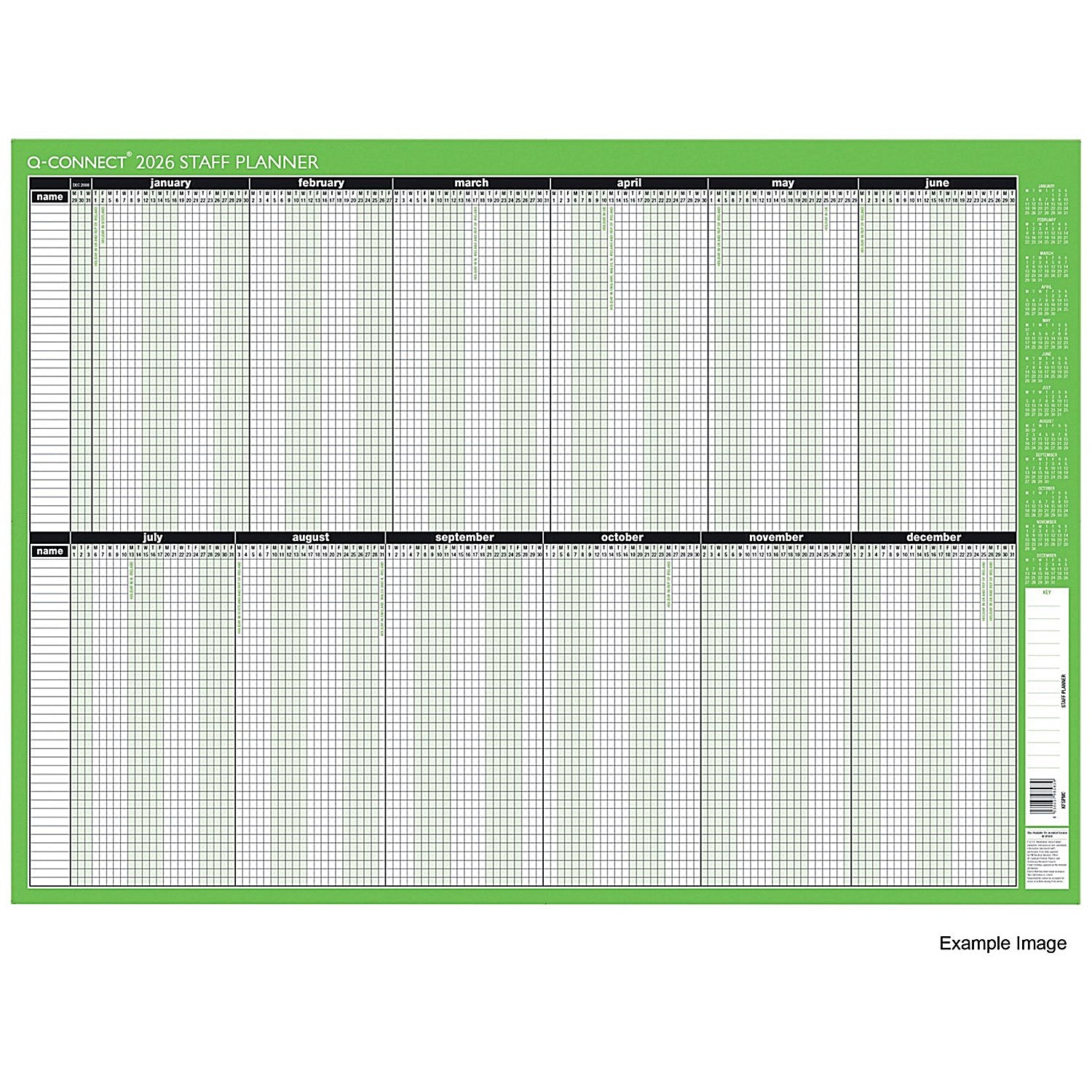 Q-Connect Staff Planner, Unmounted, 855x610mm, 2026 Easy2Order : KFSPU26