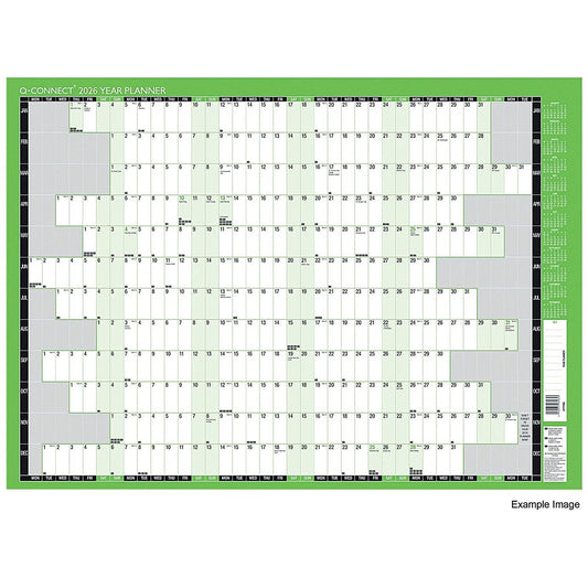Q-Connect Year Planner, Mounted, 855x610mm, 2026 Easy2Order : KFYPM26