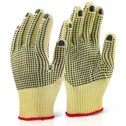 Beeswift Medium Weight Dotted Reinforced Gloves, Yellow, Medium