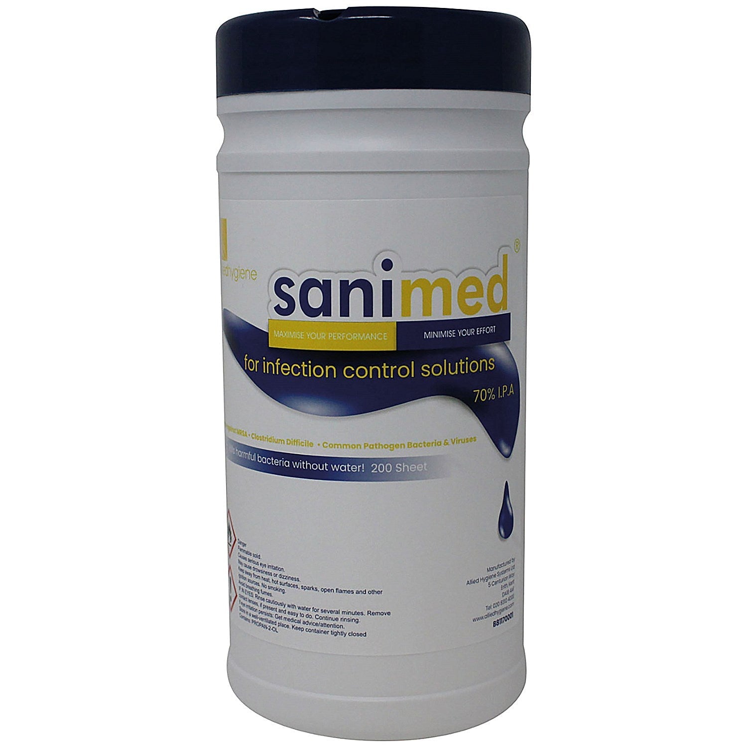 Sanimed Alcohol Multi-Surface Wipes, Tub of 200 Sheets (6 Pack) Easy2Order : KLE0257