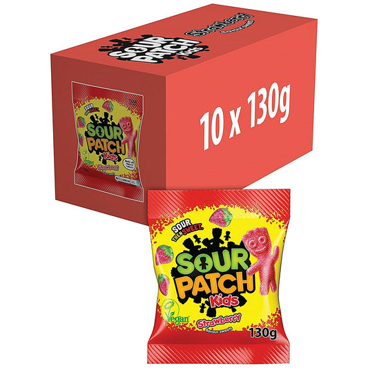 Sour Patch Kids Strawberry Gum Sweets, 130g, Pack of 10