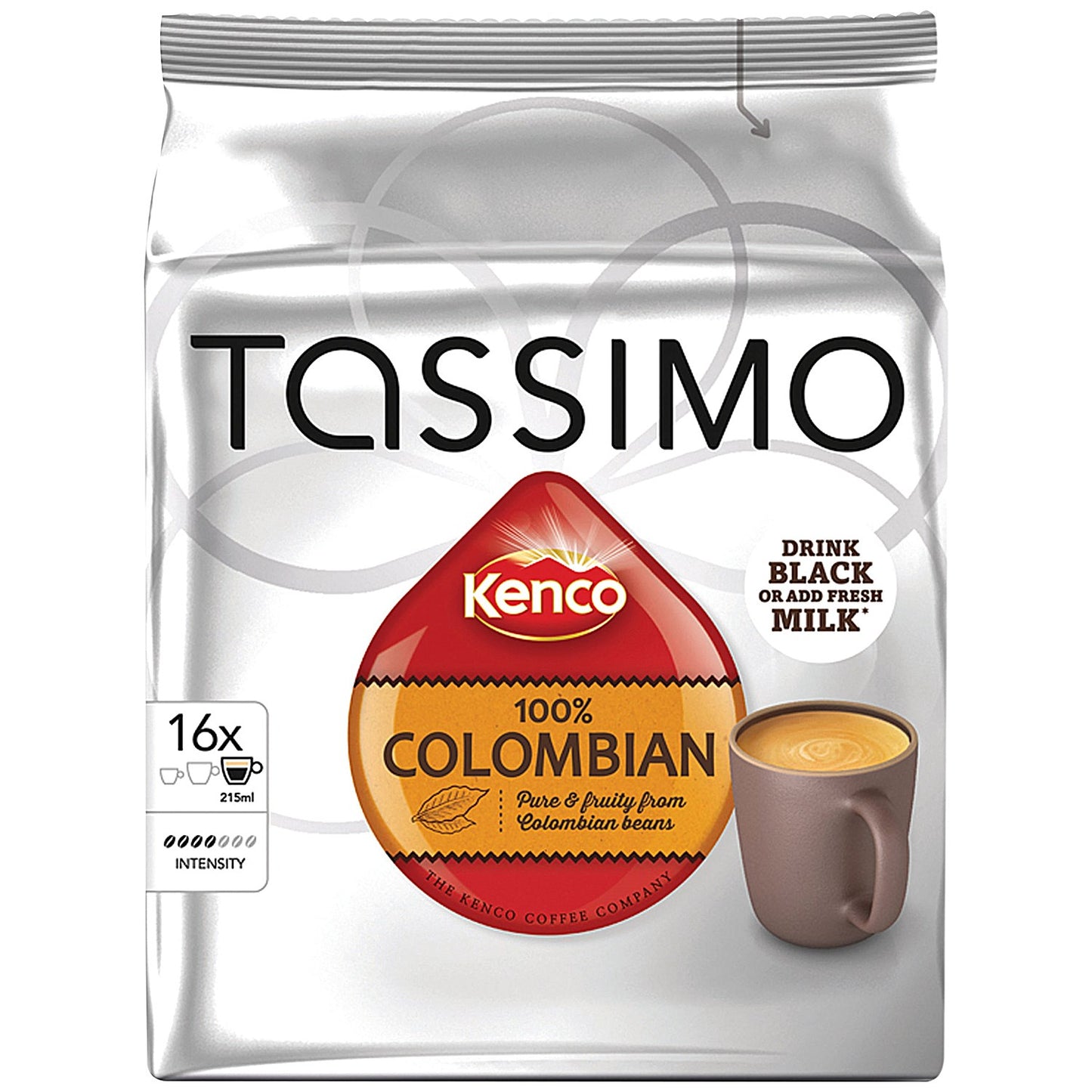 Tassimo Kenco Colombian Coffee Pods, 16 Capsules, Pack of 5