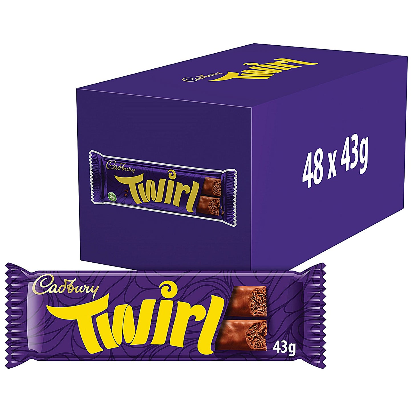 Cadbury Twirl Chocolate Bar, 43g, Pack of 48