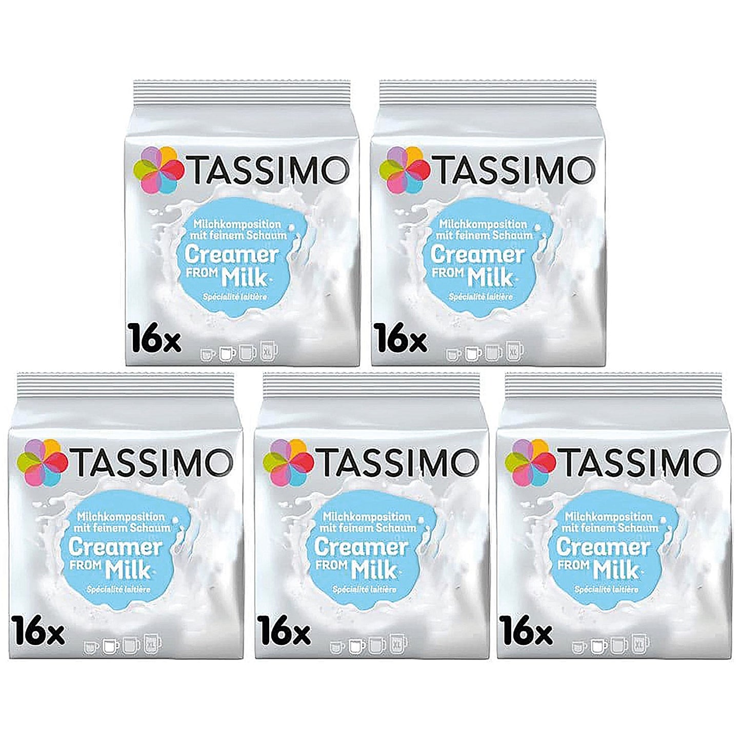Tassimo Milk Creamer Pods, 16 Capsules, Pack of 5